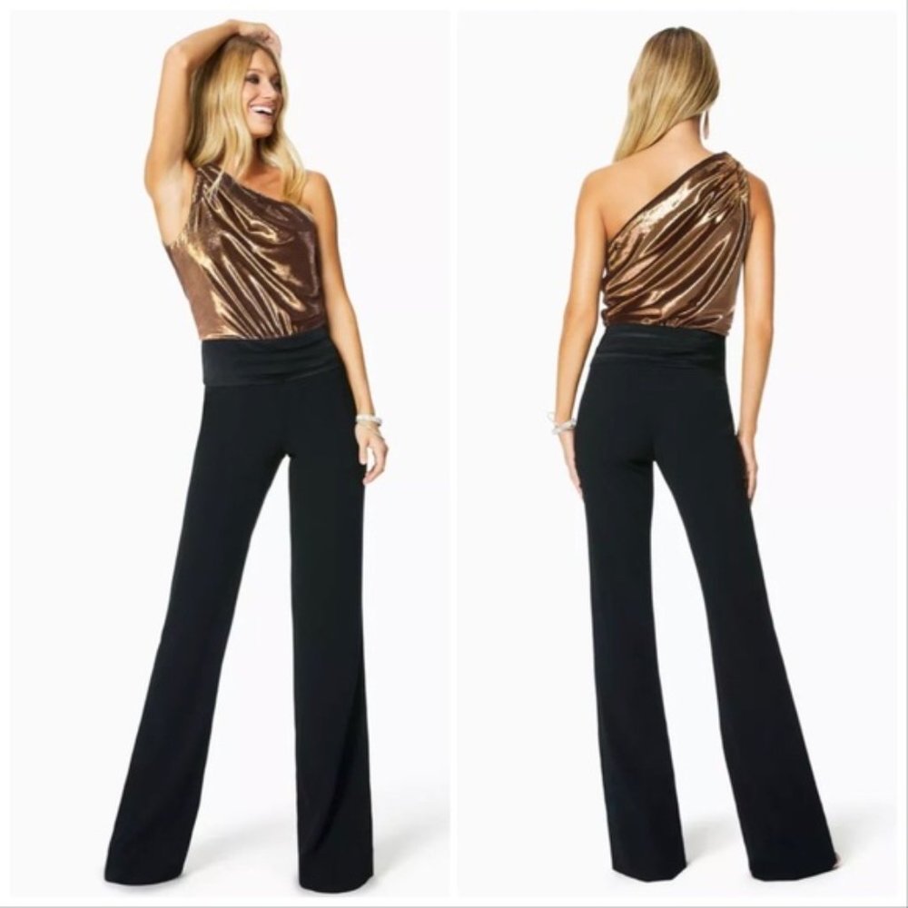 Ramy Brook Gold and Black Elegant Jumpsuit - Picture 4 of 16